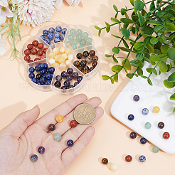 140 pièce 7 styles de perles de chakra en améthyste naturelle&nbsp;G-PA0001-93B