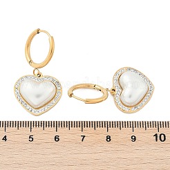 Orecchini a cerchio in acciaio inossidabile 304 con perle finte abs&nbsp;EJEW-M070-11G