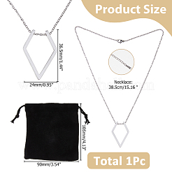 1 collana con catena a maglie con ciondolo a rombo in acciaio inossidabile per donna&nbsp;NJEW-HS0001-09