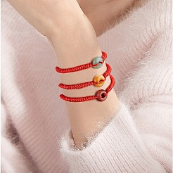Natürliches geflochtenes Armband aus gelben Jade-Donuts&nbsp;BJEW-SW00047-04