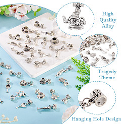 34pcs 17 Arten Legierung europäische baumelnde Charms&nbsp;PALLOY-TAC0263