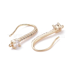 Ganci per orecchini in ottone con zirconi cubici trasparenti&nbsp;KK-G418-31G
