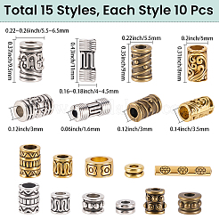 150 Stück 15 Stile Perlen aus Zinklegierung im tibetischen Stil&nbsp;FIND-SC0019-97