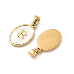 Coquillage naturel ovale avec pendentifs initiaux&nbsp;STAS-I351-23G-B