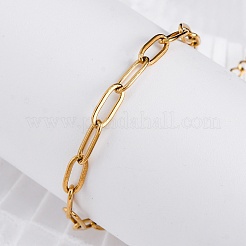 Ionenplattierung (IP) 304 Edelstahl Büroklammer Kette Armbänder für Frauen&nbsp;X-BJEW-C046-02G