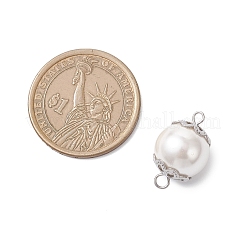 Weiße runde Muschelperlen-Verbindungsstücke&nbsp;PALLOY-JF04383