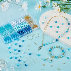 Kit fai da te per realizzare braccialetti/orecchini con perline di ottone e vetro&nbsp;DIY-FG0006-75