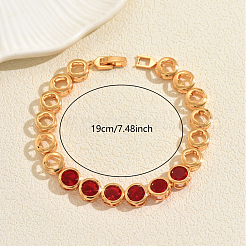 Vintage-Armbänder aus Messing mit Mikropavé-Fassung und Zirkonia-Gliederkette für Damen&nbsp;YS3082