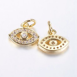 Langanhaltende vergoldete Zirkonia Charms aus Messing&nbsp;ZIRC-F069-34G