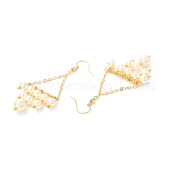 Orecchini pendenti con perle di vetro vintage per regalo donna ragazza&nbsp;EJEW-TA00007