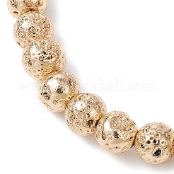 Braccialetti elastici con perline rotonde di pietra lavica naturale elettroplaccata per donne e uomini&nbsp;BJEW-JB11982-02
