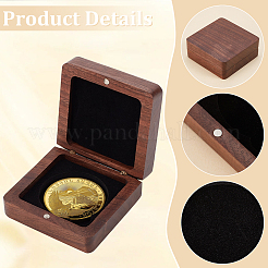 Boîte de rangement en bois pour pièce commémorative&nbsp;CON-WH0095-70A
