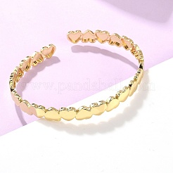 Braccialetti a polsino in ottone a forma di cuore per donna&nbsp;BJEW-C144-01B-G