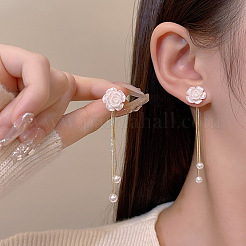 Pendientes con borlas de resina de aleación rosa&nbsp;FS-WG28E3C-01
