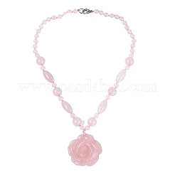 Colliers avec pendentif en forme de fleur de quartz rose naturel&nbsp;NJEW-N064-08C