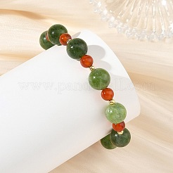 Braccialetti elasticizzati rotondi con perline di giada malese naturale tinta&nbsp;BJEW-TA00761