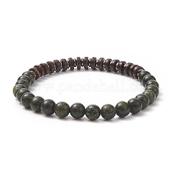 Energie-Stretch-Armbänder aus natürlichem Serpentin und synthetischen nichtmagnetischen Hämatitperlen&nbsp;BJEW-JB07142-05