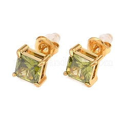 Boucles d'oreilles à tige en acier inoxydable 304 avec micro pavé de zircones cubiques&nbsp;EJEW-Z165-01G-03