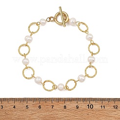 Armbänder aus natürlichen Süßwasserzuchtperlen und offenen Messing-Binderingen für Damen&nbsp;BJEW-JB14113