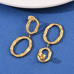 Boucles d'oreilles pendantes ovales en acier inoxydable 304&nbsp;EJEW-I320-20G