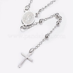 Collane di perline di rosario in acciaio inossidabile 304 anti-ossidazione&nbsp;X-NJEW-I205-14P