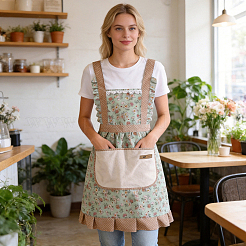 Ärmellose Schürze aus Polyester mit Blumenmuster&nbsp;AJEW-WH20080-46C