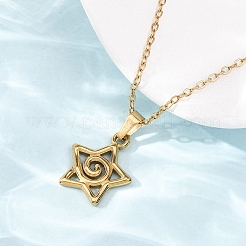 Collares con colgante de estrella de acero inoxidable 304 y cadena de cable para hombres y mujeres&nbsp;NJEW-K308-01B-G