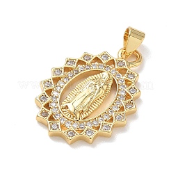 Religiöse Messinganhänger mit Mikropavé-Fassung aus klaren Zirkonia&nbsp;KK-L268-020G-02