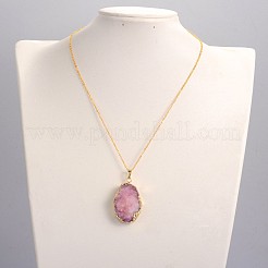 Mode-Design Messing natürlichen druzy Achat Anhänger Halsketten&nbsp;NJEW-JN01138