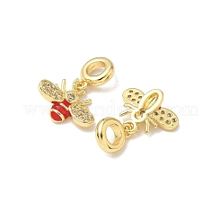 Messing Pavé klar Zirkonia Biene europäischen Anhänger&nbsp;KK-K293-73G