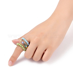 Bagues rondes en perles de rocaille de verre&nbsp;RJEW-JR00307