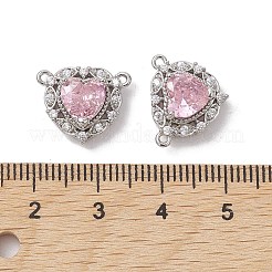 Ciondoli per connettori con pavé di ottone placcato a cremagliera in zirconi rosa nebbioso&nbsp;KK-K360-21P