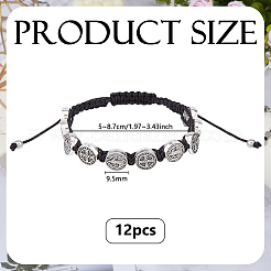 12 Stück ovale Legierung mit St. Benedikt & Kreuzperlen-Armbändern&nbsp;BJEW-DC0001-21A