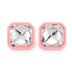 Orecchini a bottone quadrato con strass di cristallo con 925 spilla in argento sterling da donna&nbsp;MACR-S275-039B