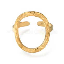 Bague ouverte ovale creuse en acier inoxydable 304 pour femme&nbsp;RJEW-F161-02G-20