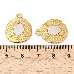 Anhänger aus naturweißen Muscheln aus Edelstahl 304&nbsp;STAS-L288-05G-02