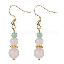 Runde natürliche malaysia jade & rose quarz perlen halskette & armband & baumeln ohrring sets&nbsp;SJEW-JS01333