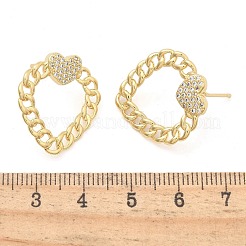 Pendientes de tuerca de circonita cúbica transparente con micro pavé de latón chapado en rack para mujer&nbsp;EJEW-C125-18G
