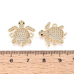 Breloques connecteurs en laiton micro pavé en zircone cubique transparente et noire avec maillons tortue&nbsp;KK-T074-124G