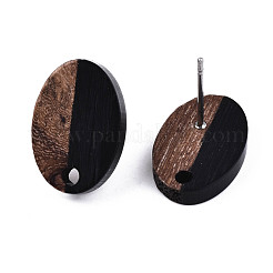 Accessoires de boucles d'oreilles en résine opaque et bois de noyer&nbsp;MAK-N032-004A-B01