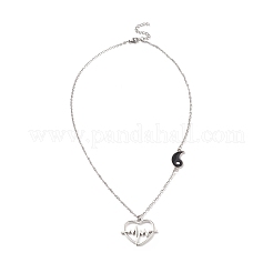 2 Uds 2 colores esmalte yin yang pareja collares conjunto&nbsp;NJEW-TA00045