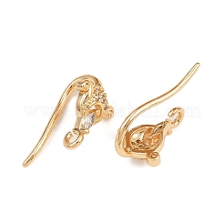Ganchos para pendientes de ojo de caballo con circonita cúbica transparente y micropavé de latón&nbsp;KK-A274-13G