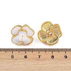 Boucles d'oreilles à tige en laiton émaillé et fleur dorée&nbsp;EJEW-K308-02G-02