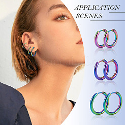 6 pieza de 3 estilos de pendientes de aro huggie de acero inoxidable 202&nbsp;EJEW-TAD0001-01