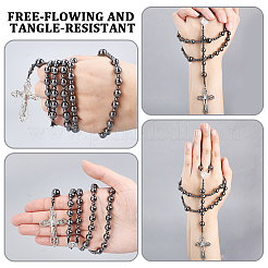 Collane di rosario con perline rotonde in ematite sintetica non magnetica&nbsp;HJEW-DC00191