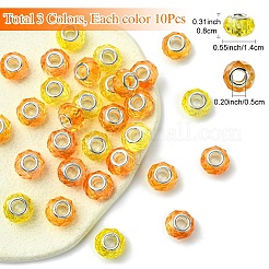 30 pz 3 perle europee di vetro fatte a mano in 14x8 colori&nbsp;GLAA-YW0004-21A