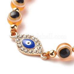 Braccialetto rotondo di perline intrecciate in resina malocchio&nbsp;BJEW-JB07365