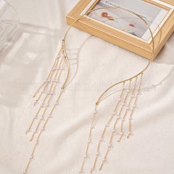 Choker-Halsketten aus Legierung und Kunststoff mit runden Perlen und langen Quasten für Damen&nbsp;FS-WGD3D1C-01