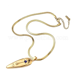 Collane con ciondolo a forma di volto umano in acciaio inossidabile 304 con strass blu capri per donna&nbsp;NJEW-K303-01B-G
