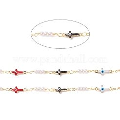 Croce in ottone smaltato con catene a maglie malocchio&nbsp;CHC-P009-12G